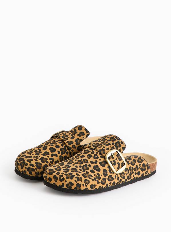 Leopard Print Buckle Closed Toe Clogs  6